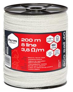 FS8284016  Eco Sail 40 villanypásztor szalag fehér /3,8 ohm/m, 120 kg, 200 m, 40 mm/